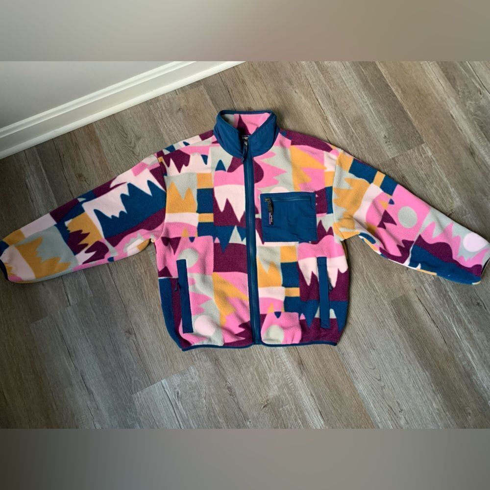 NWT Patagonia Synchilla Full Zip Jacket Teddy Jacket Retro Multi Color Pink Blue - Picture 3 of 8